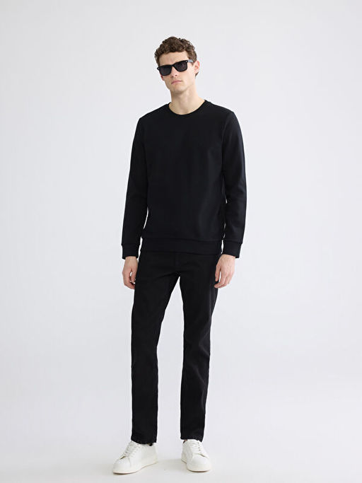 Bisiklet Yaka Erkek Kal?n Sweatshirt