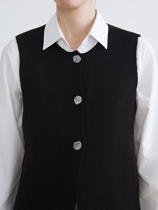 D??me Detayl? Kad?n Triko Yelek