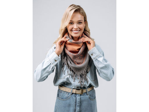 Платок Lanotti двухсторонний Сердце природы терракот/№61