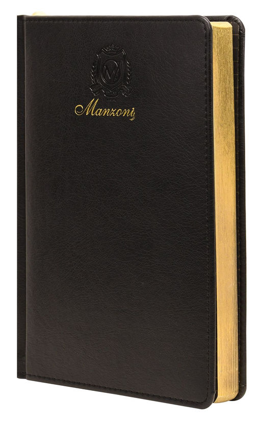 Ежедневник А5 недатированный Manzoni 176 л. черный, искусственная кожа, фольга, двойное ля...