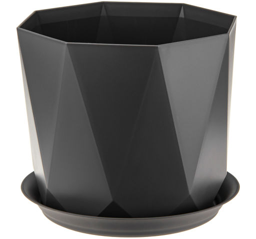 Кашпо ПРИЗМА d.130 мм 1,0 л с поддоном М3137 - Полимербыт фото 2