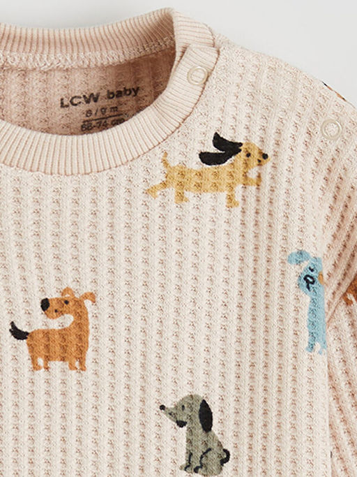 Bisiklet Yaka Bask?l? Erkek Bebek Sweatshirt