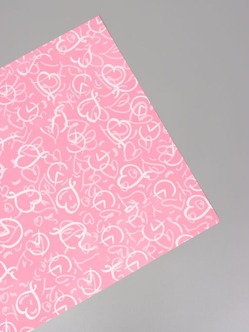 Цена за 20 шт. Плёнка флористическая для цветов, «Сердца», розовая, 57×57 см
