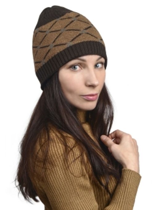 Шапка двухсторонняя унисекс, цвет коричневый С РИСУНКОМ