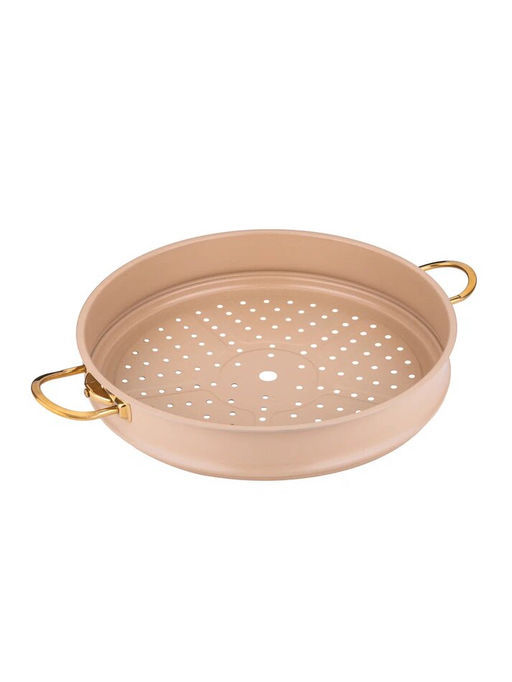 Мантоварка с крышкой стеклянной 34х10 см (8 л) с АПП, цвет: кремовый/золотой, арт. 4000-CRM/GD-34. - D.L.K. фото 3