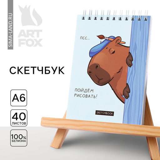 Цена за 2 шт. Скетчбук А6, 40 л. 100 г/м «Копибара»