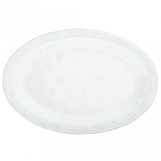 Облако Блюдо фарфоровое 31х21х2,9см, 500мл, овальное, рельефный декор - голубой, отводка, белый (Китай)
