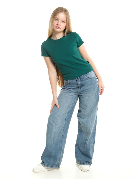 Футболка в рубчик 22-0210 зеленый