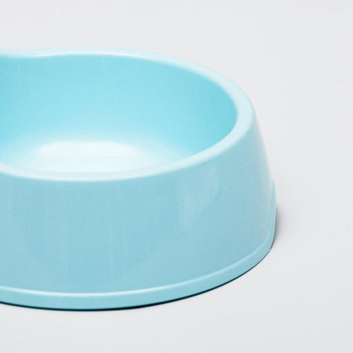 Миска двойная Мур-мяу 22,5 см х 13 см х 6 см, 0,2 л, голубой - Пижон фото 3