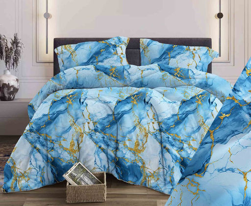 Простыня 1,5-спальная, поплин (Мрамор, бирюзовый)