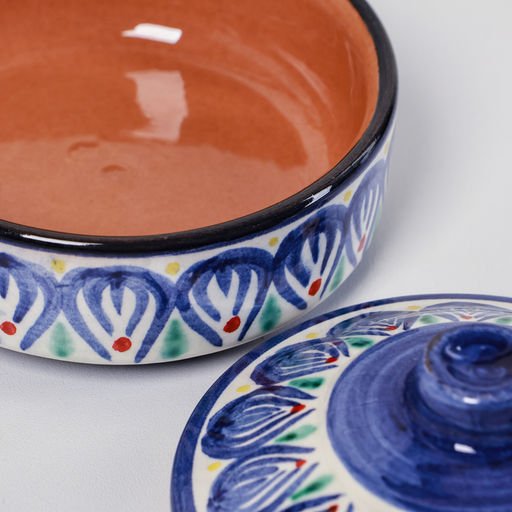 Сахарница узбекская Риштанская Керамика «Цветы», 250 мл, синяя