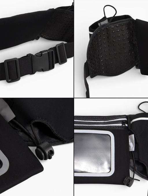 Сумка поясная туристическая, влагозащитная, 52×13 см, черная