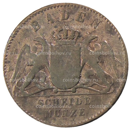 Монета 1 крейцер 1868 года Германские государства Баден