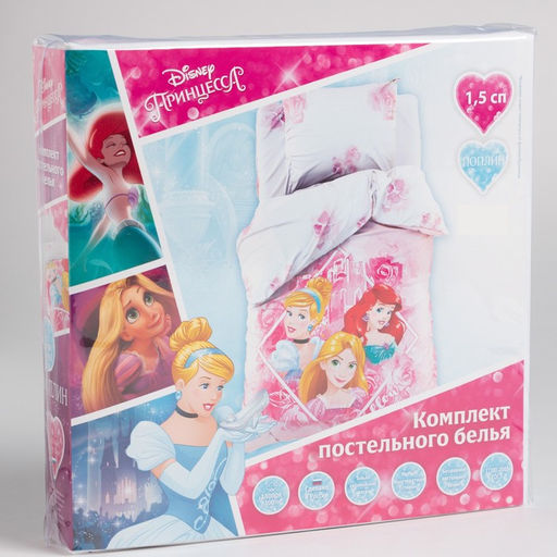 Постельное бельё 1,5 сп Follow your heart, Принцессы, 143*215 см, 150*214 см, 50*70 см -1 шт, поплин - Disney фото 5