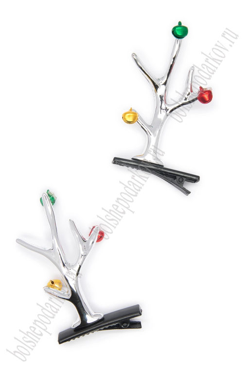 Новогодние заколки Рожки (1 пара) SF-7562, серебро №9 - Больше подарков фото 5