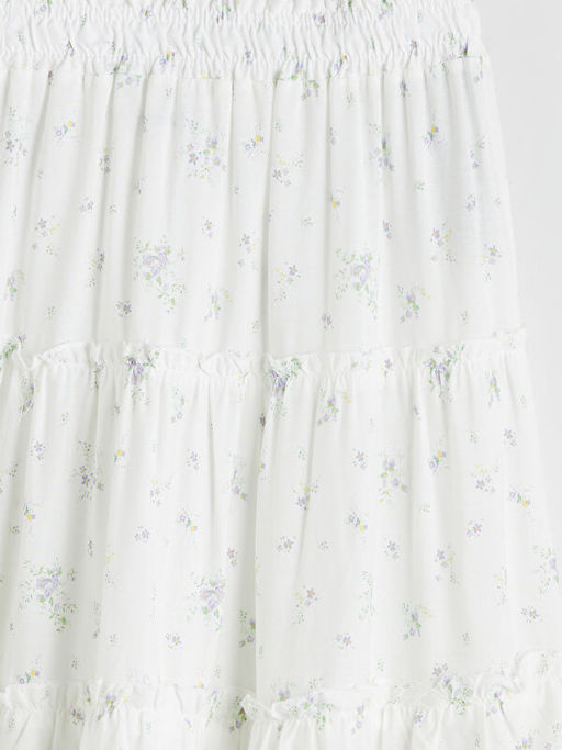 Beli Lastikli ?i?ekli K?z ?ocuk Etek