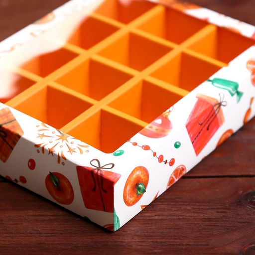 Коробка под 12 конфет новогодняя Мандарины, 19?15?3.5 см - UPAK LAND фото 3