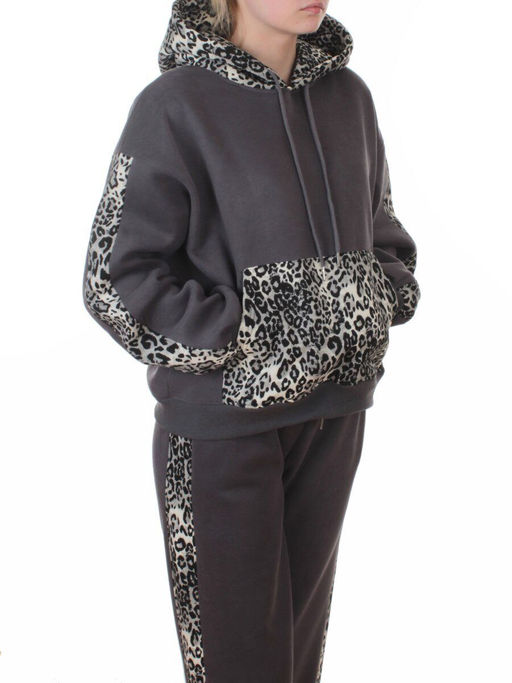 008 DK. GRAY/LEOPARD Костюм спортивный зимний женский (95% хлопок, 5% полиэстер)