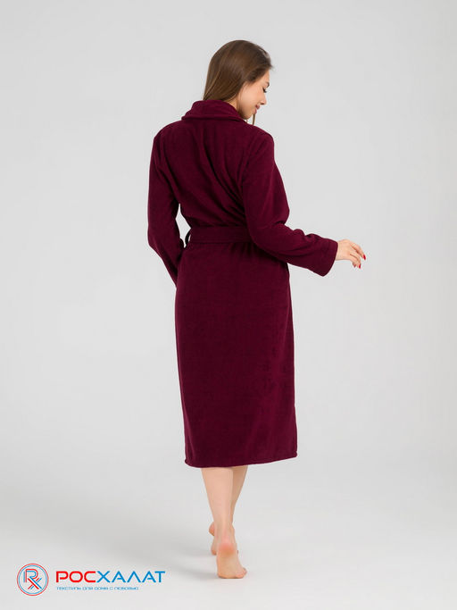 Женский махровый халат с шалькой темно-бордовый МЗ-02 (122) - Росхалат фото 10