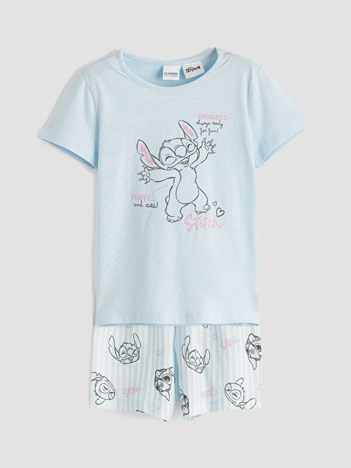 Пижама для девочек с шортами принт Stitch