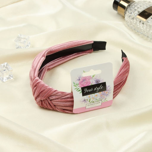 Цена за 2 шт. Ободок для волос «Одри», бархат, 2.5 см, розовый