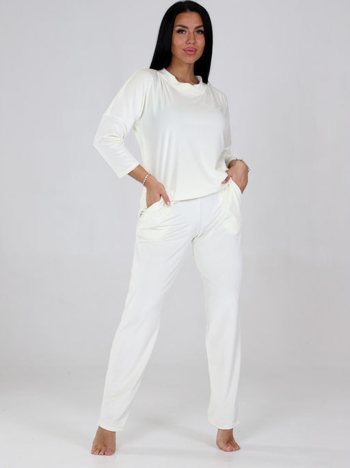 452 ПИЖАМА ЖЕНСКАЯ (брюки) (Молочный) - А-дина фото 2