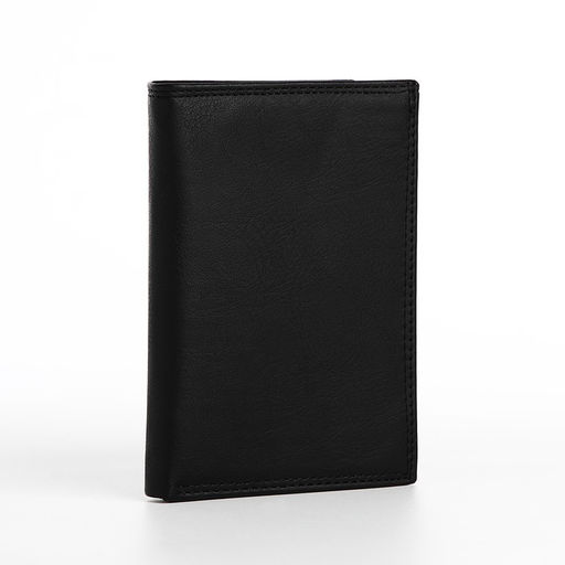 Портмоне мужское без застёжки, 3 в 1, отдел автодокументов, паспорта, карт, купюр, чёрное
