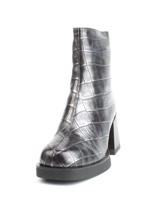 04-ZYM936 BLACK SILVER Ботильоны зимние женские (натуральная кожа, натуральный мех)