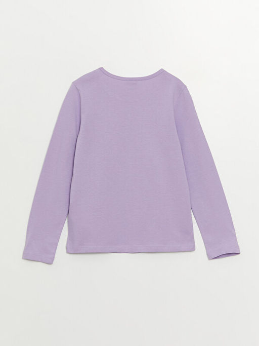 Bisiklet Yaka Bask?l? Uzun Kollu K?z ?ocuk Ti??rt - Waikiki фото 2