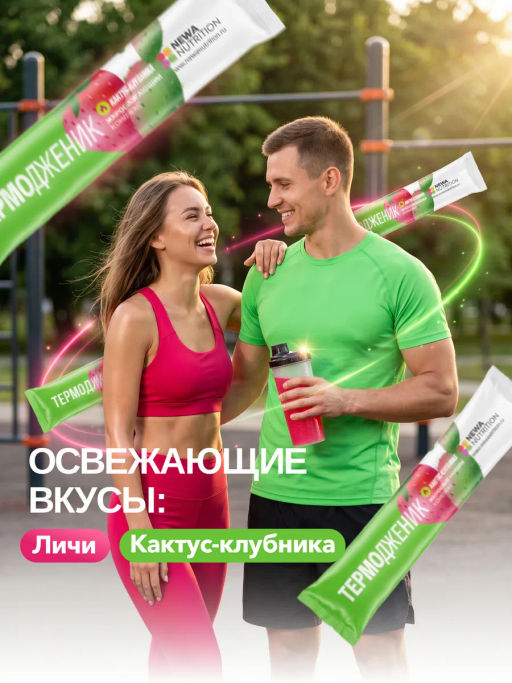 НОВИНКА! Жиросжигающий комплекс ТЕРМОДЖЕНИК +, 16 стиков, два вкуса по 8 стиков: клубника-кактус и личи - Newa nutrition фото 20