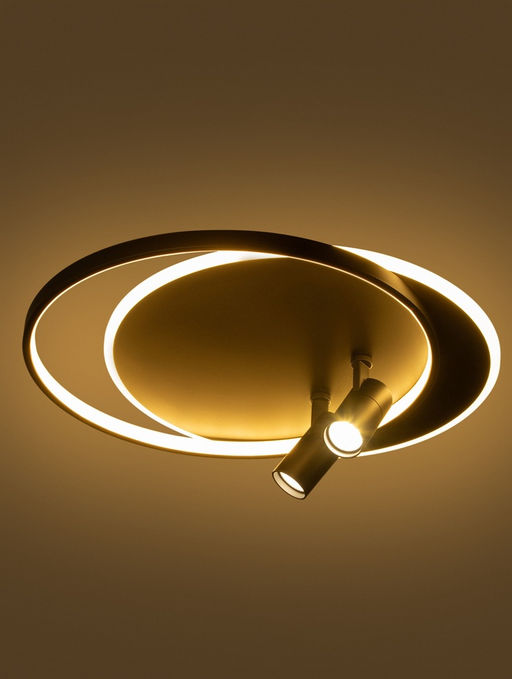 Люстра FL51393, пульт, LED, 3000-6400K, 65 Вт, 56×48×12 см, чёрная