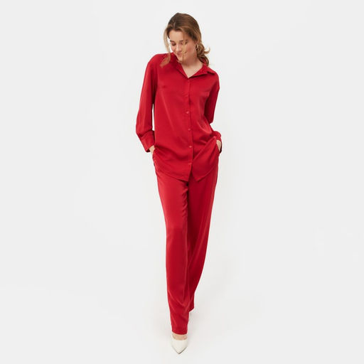 Костюм женский (рубашка, брюки) MINAKU: Silk pleasure, размер 46, красный
