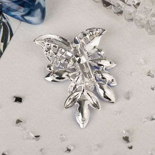 Брошь «Цветок» лобелия, синяя в серебре