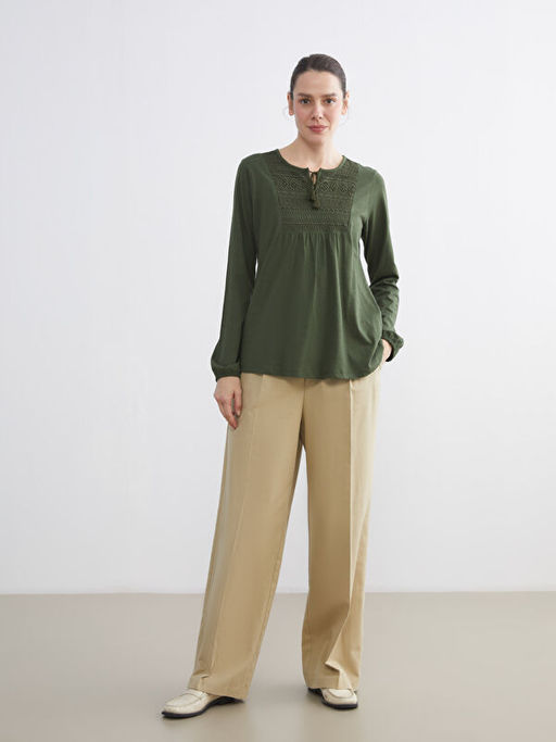 Ba?lamal? Yaka Nak??l? Bluz