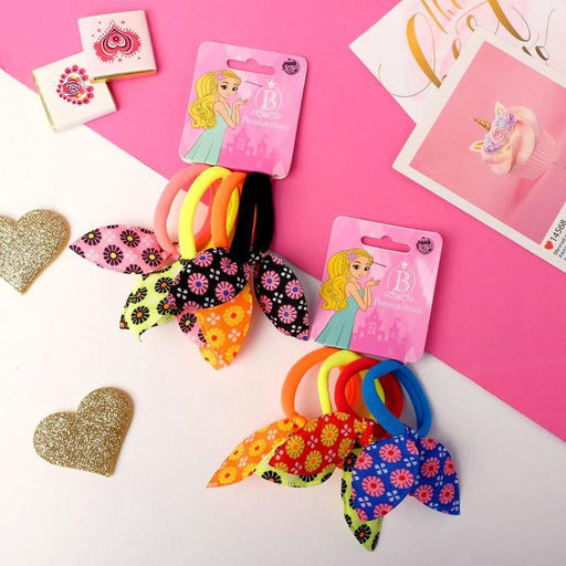 Цена за 6 шт. Резинки для волос «Весёлые ушки», набор 4 шт., ромашки, 4 см, МИКС