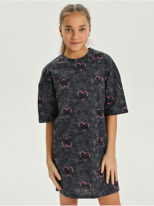 Платье домашнее Принт Графит девочка
