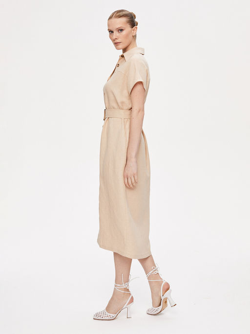 Льняной сарафан с поясом 422.050098/Бежевый - Seven senses фото 3