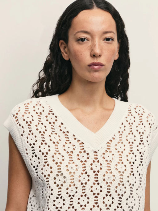 Топ из ажурной вязки из хлопка / Zarina  фото 13