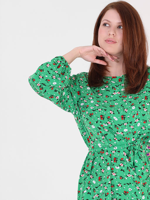 Платье зеленое в мелкий цветок - Almond фото 4