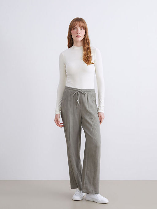 Beli Lastikli Dokulu M?slin Kad?n Pantolon