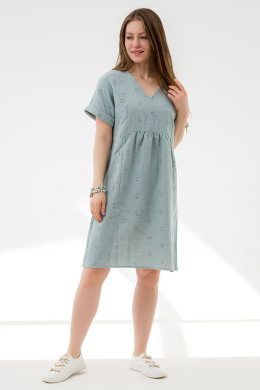 Летнее платье с вышивкой мята - Odis фото 3
