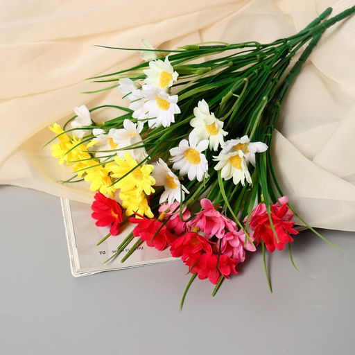 Цена за 2 шт. Букет искусственный Яркие ромашки, 28 см, МИКС - Simaland фото 3