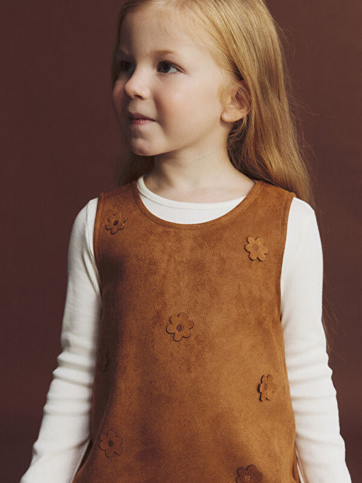 Bisiklet Yaka ?i?ekli K?z Bebek Elbise ve Ti??rt