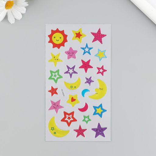 Цена за 3 шт. Наклейка пластик «Ночное небо», 9.5×17.5 см, МИКС