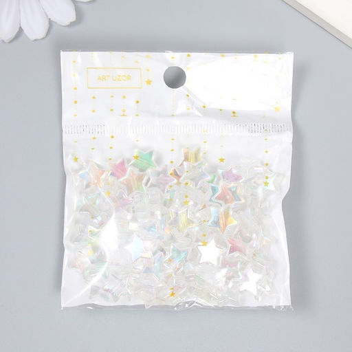 Цена за 2 шт. Набор бусин для творчества пластик "Звезда. Белый перламутр" набор 20 гр 1,1х1,1х0,4 см