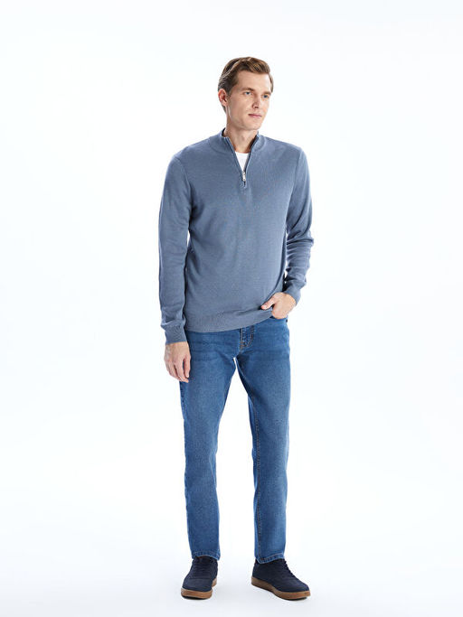 Dik Yaka Uzun Kollu Erkek Triko Kazak