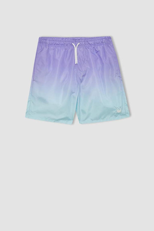 Шорты для плавания выше колена стандартной посадки с сетчатой подкладкой и градиентным принтом - Defacto фото 9