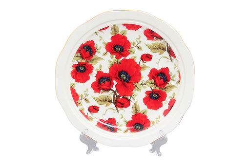 Блинница 23,5*23,5*12,5 см "Маки" фарфор NEW BONE CHINA