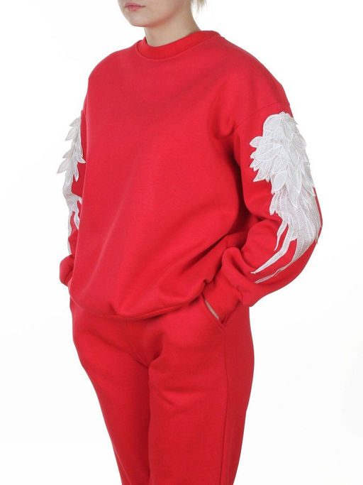 3416/3417 RED Костюм спортивный утепленный женский (95% хлопок, 5% эластан)