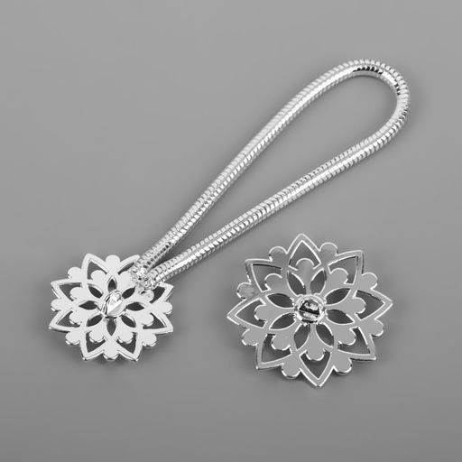 Декоративная застёжка, d = 2,4/3.1 см, цвет серебряный